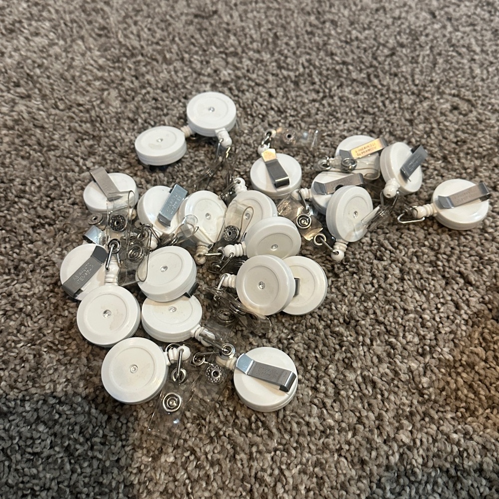 White Retractable Badge Reels - Bulk Pack